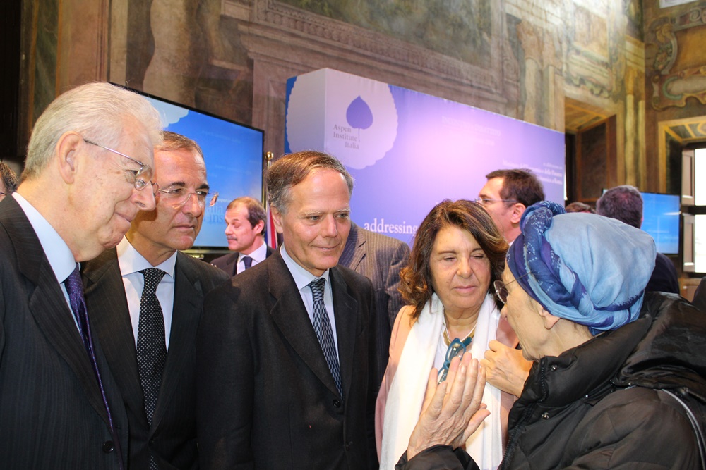Mario Monti, Fraco Frattini, Enzo Moavero Milanesi, Paola Severino ed Emma Bonino