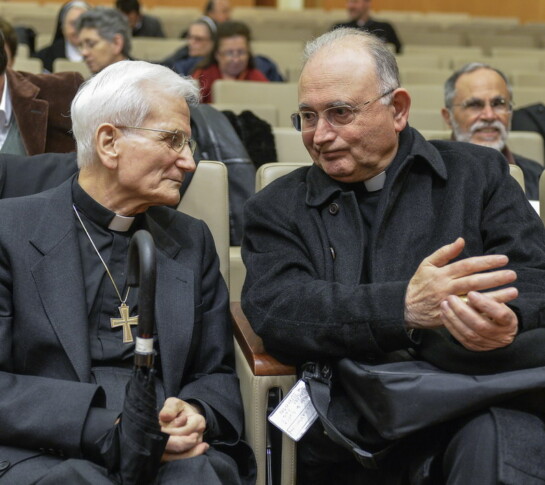 CARDINALE RAFFAELE FARINAMONSIGNOR ITALO CASTELLANI VESCOVO LUCCA, migranti, Augustinianum