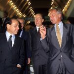 Silvio Berlusconi, Fedele Confalonieri, Jan Mojto (1993)