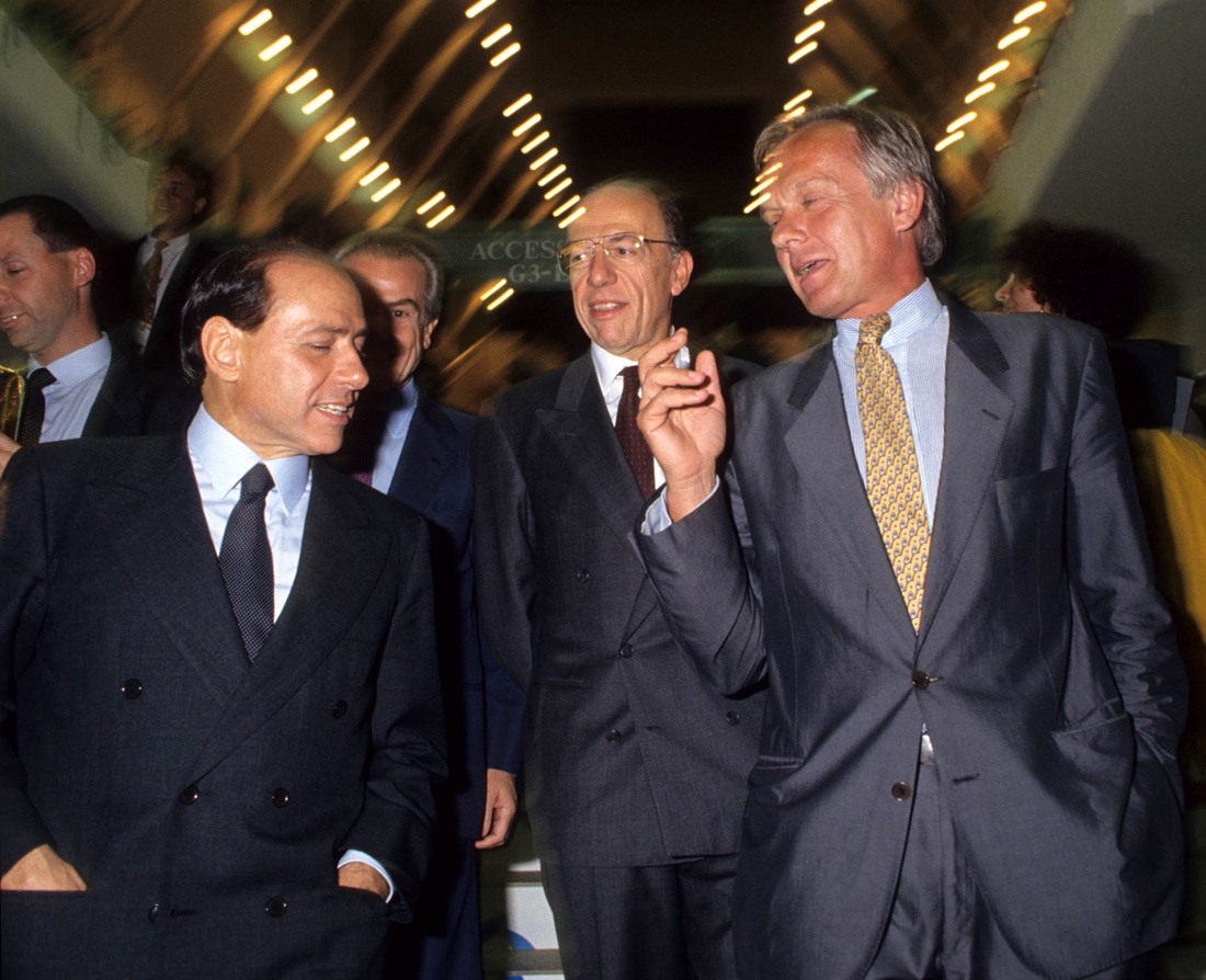 Silvio Berlusconi, Fedele Confalonieri, Jan Mojto (1993)