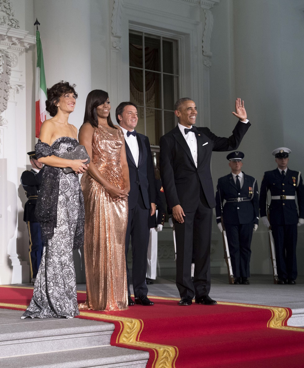 Agnese Landini, Michelle Obama, Matteo Renzi e Barack Obama