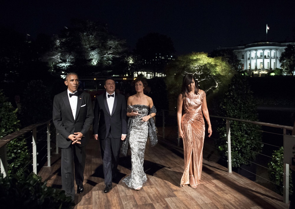 Barack Obama, Matteo Renzi, Agnese Landini e Michelle Obama