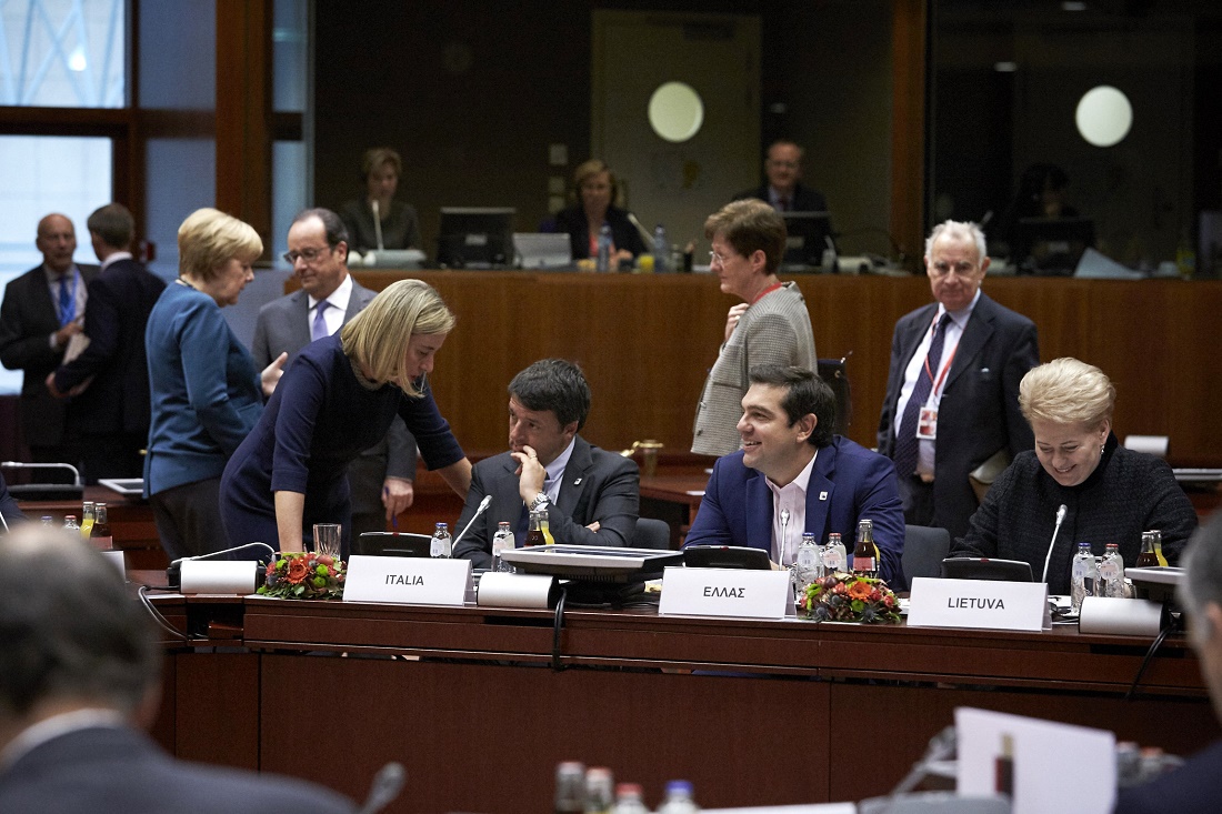 Federica Mogherini, Alexis Tsipras, Matteo Renzi