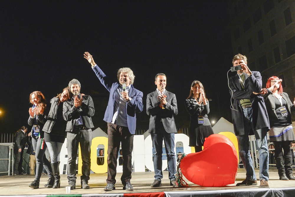 Beppe Grillo, Paola Taverna, Carla Ruocco, Roberto Fico, Luigi Di Maio, Virginia Raggi e Alessandro Di Battista