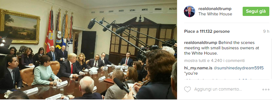 Donald Trump incontra le piccole e medie imprese - Instagram