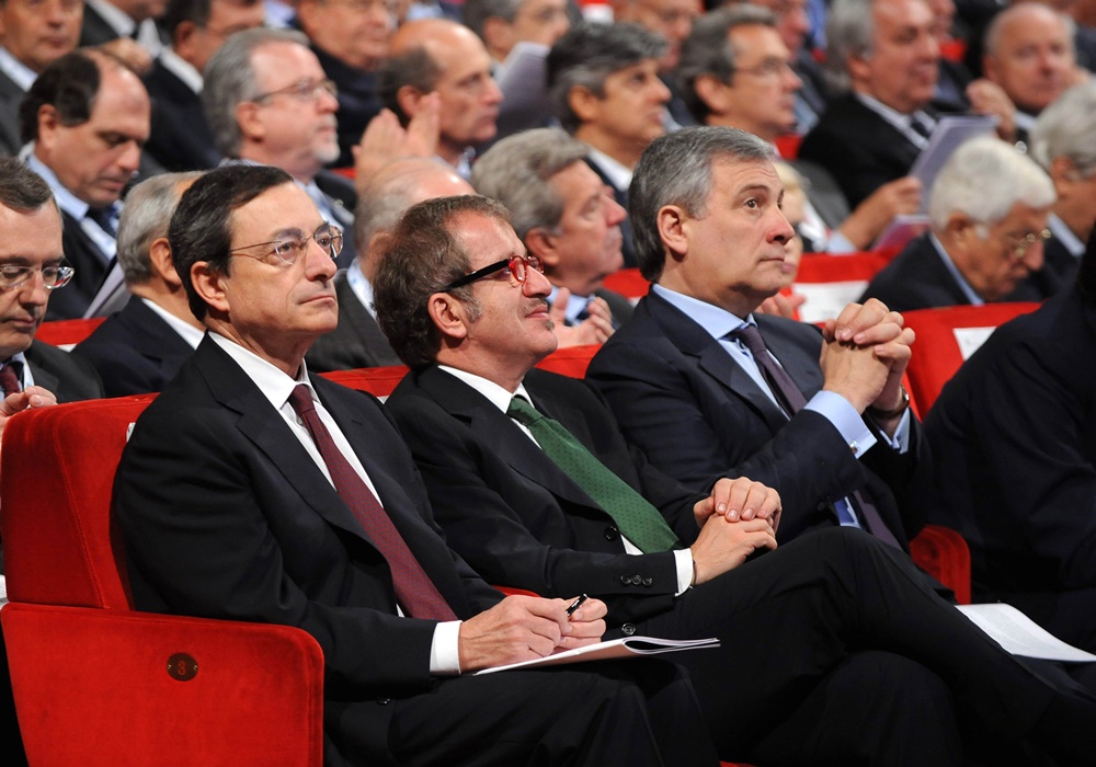 Mario Draghi, Roberto Maroni e Antonio Tajani (2011)