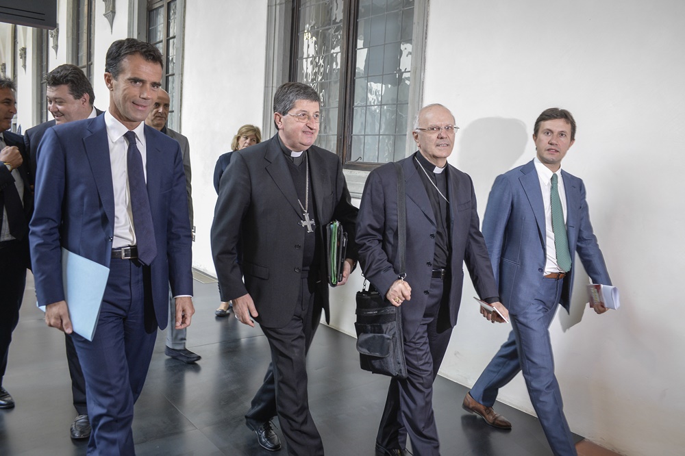 Dario Nardella, Monsignor Nunzio Galantino, Giuseppe Betori e Sandro Gozi