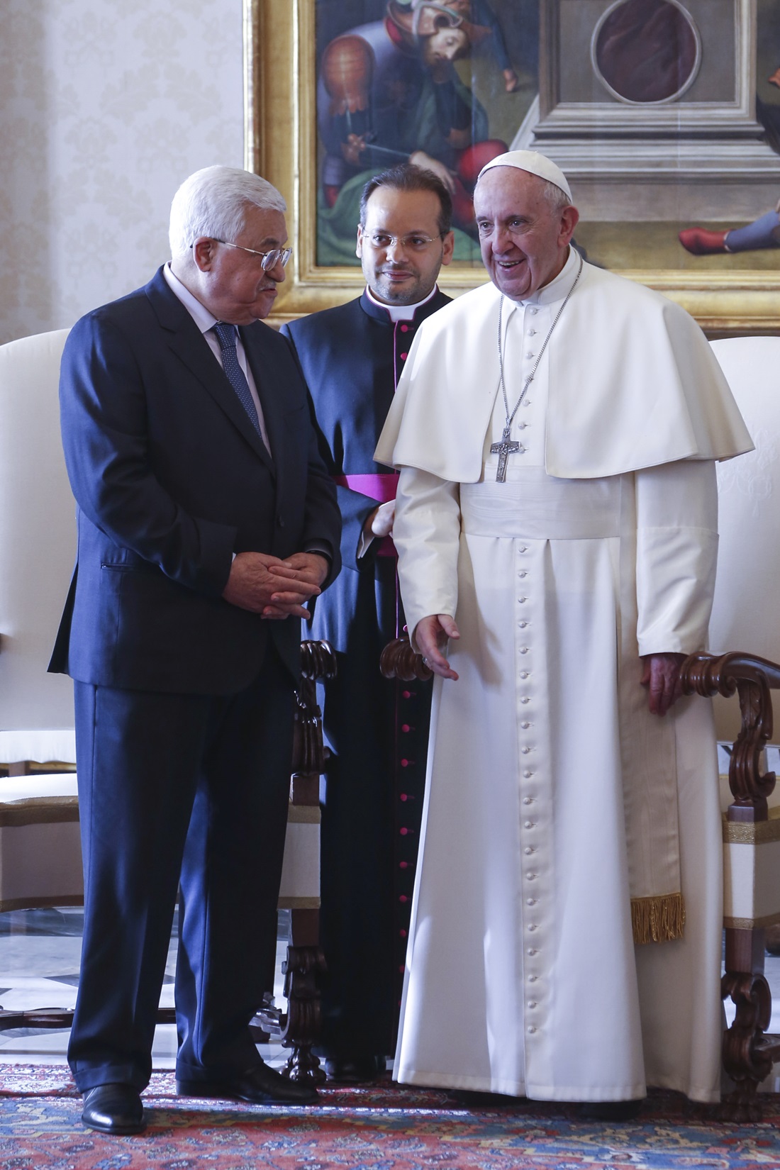 Abu Mazen, Papa Francesco e Yoannis Lahzi Gaid