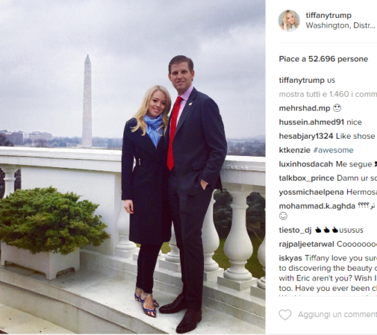 Tiffany ed Eric Trump - Instagram