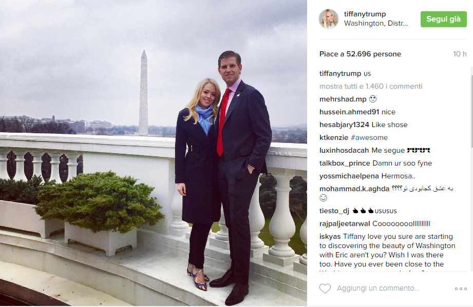 Tiffany ed Eric Trump - Instagram
