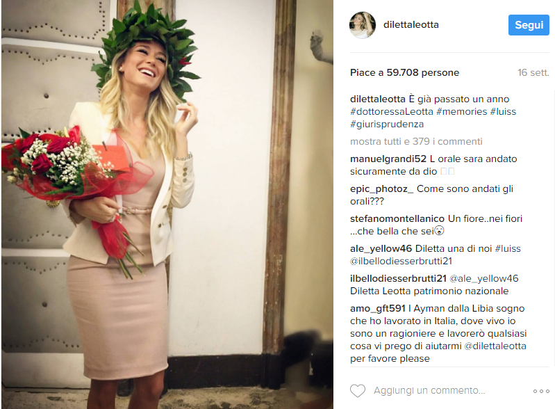 Diletta Leotta il giorno della laurea - Instagram