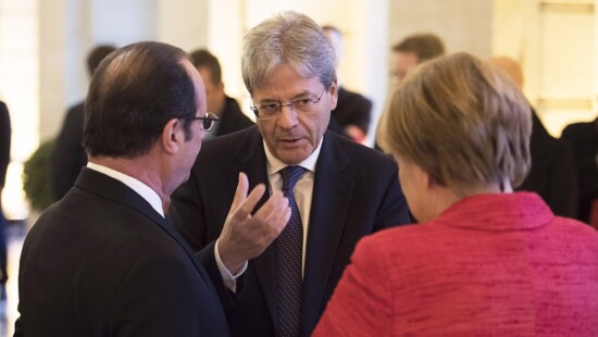 Francois Hollande, Paolo Gentiloni e Angela Merkel