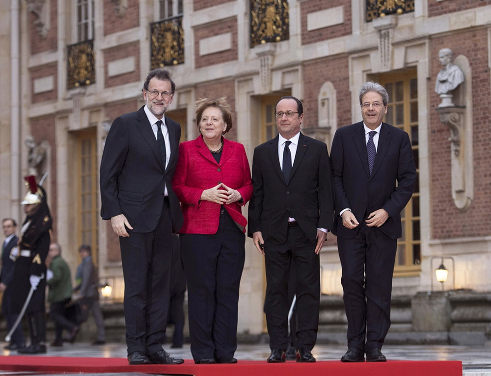 Mariano Rajoy, Angela Merkel, Francois Hollande e Paolo Gentiloni