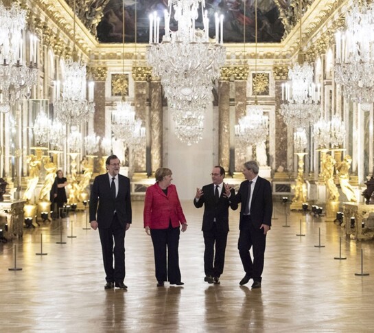 Mariano Rajoy, Angela Merkel, Francois Hollande e Paolo Gentiloni
