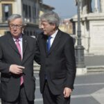 Jean-Claude Juncker (Presidente Commissione europea) e Paolo Gentiloni