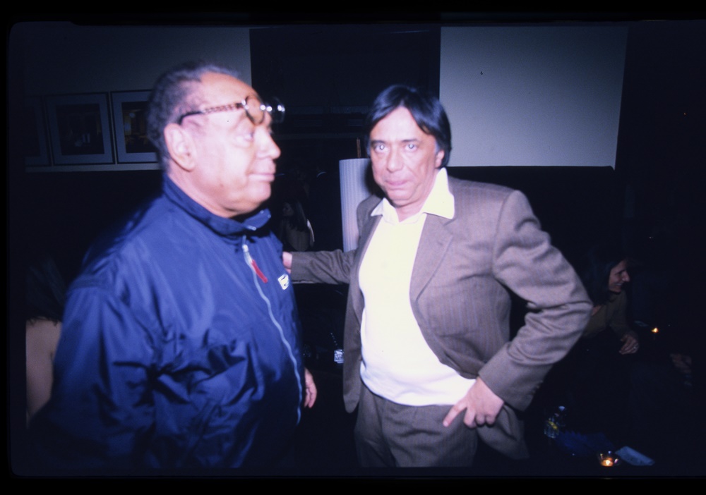 Gianni Boncompagni e Carlo Freccero alla festa di Piero Chiambretti (2002)