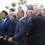 Shinzo Abe, Theresa May, Donald Tusk, Paolo Gentiloni, Donald Trump