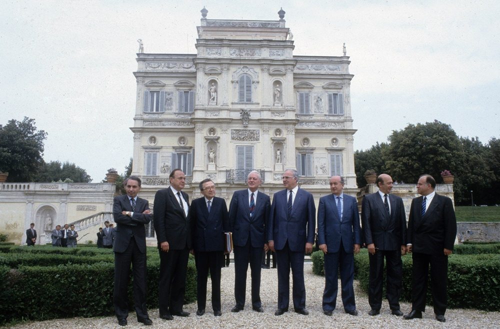 Giuliano Amato, Ciriaco De Mita, Giulio Andreotti e Helmut Kohl (1988)