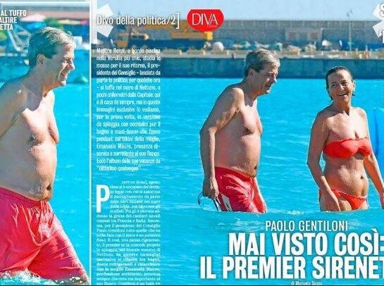 Paolo Gentiloni ed Emanuela Mauro al mare