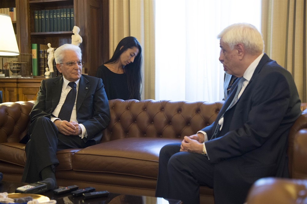 Sergio Mattarella con il presidente della Repubblica ellenica Prokopios Pavlopoulos