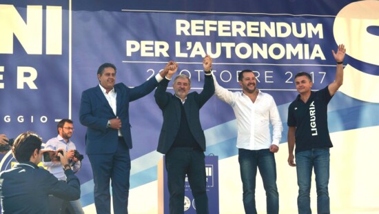 Giovanni Toti, Marco Bucci, Matteo Salvini ed Edoardo Rixi