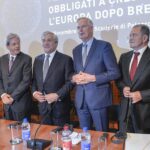 Vincenzo Boccia, Paolo Gentiloni, Antonio Tajani, Michel Barnier, Romano Prodi