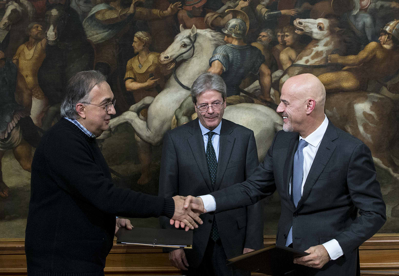 Paolo Gentiloni, Claudio Descalzi, Sergio Marchionne