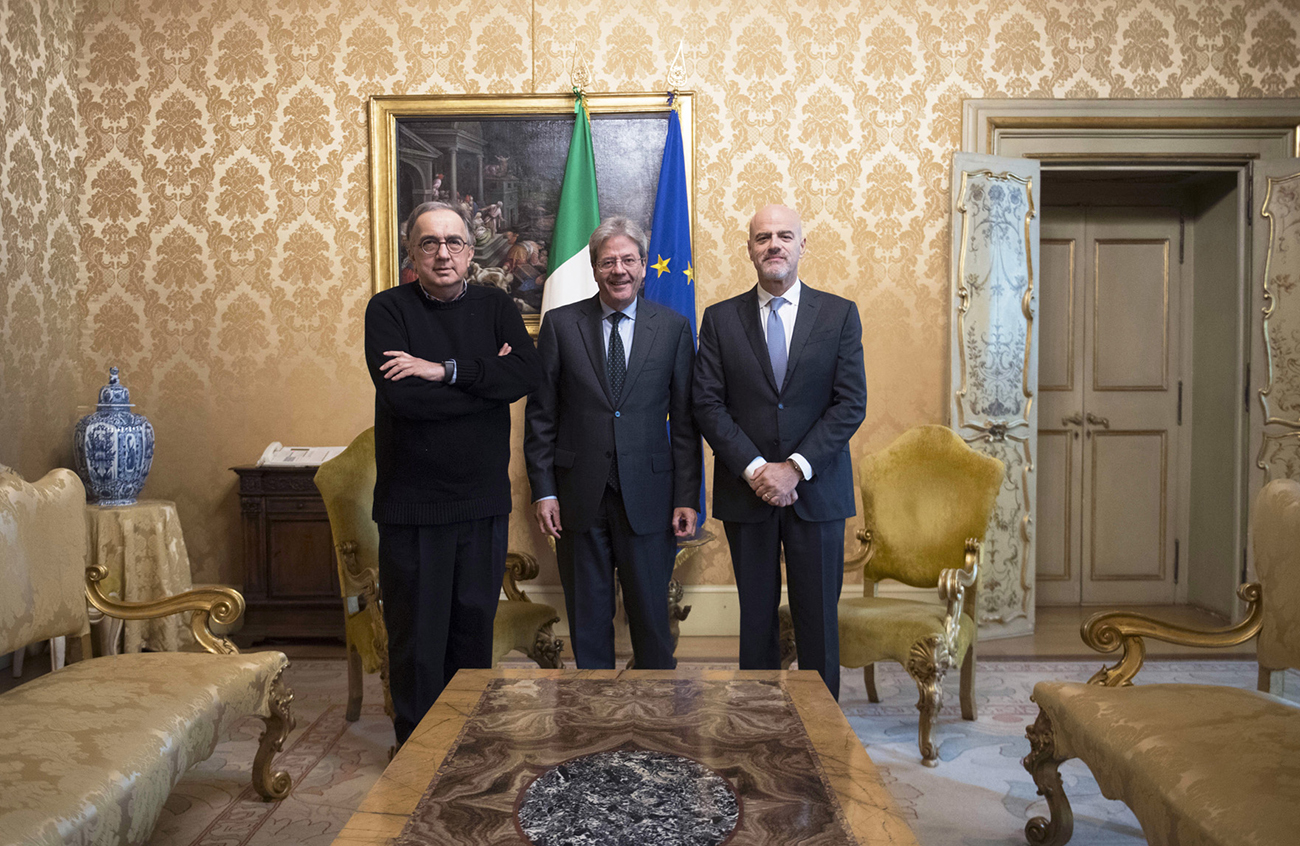 Sergio Marchionne, Paolo Gentiloni, Claudio Descalzi