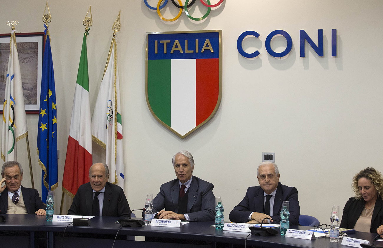Carlo Magri, Franco Chimenti, Giovanni Malagò, Roberto Fabbricini, Alessandra Sensini