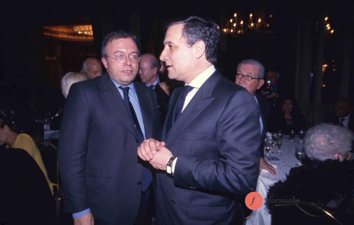 Francesco Storace, Antonio Tajani (serata elettorale al Grand Hotel Roma, 30/03/2001)