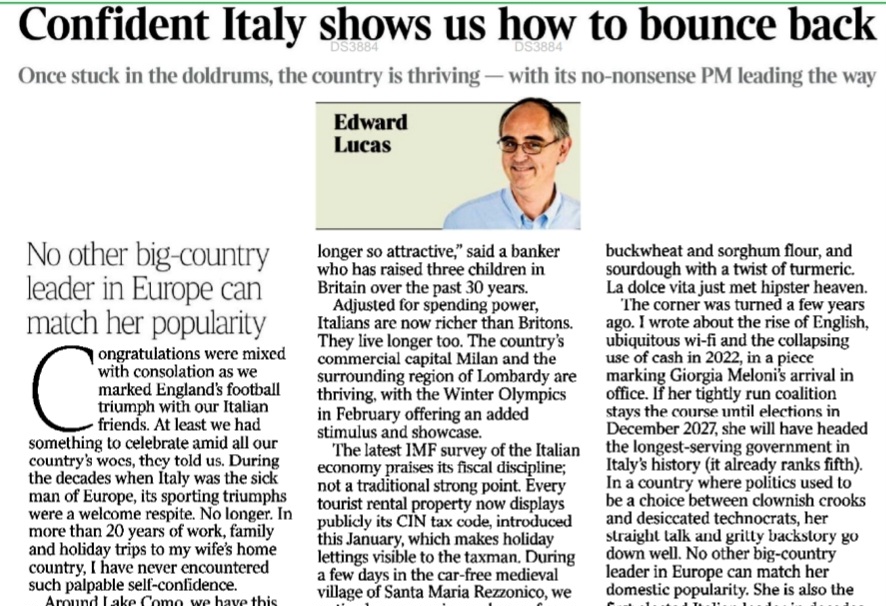 È un’altra Italia con Giorgia Meloni. The Times elogia il governo È un’altra Italia con Giorgia Meloni. The Times elogia il governo